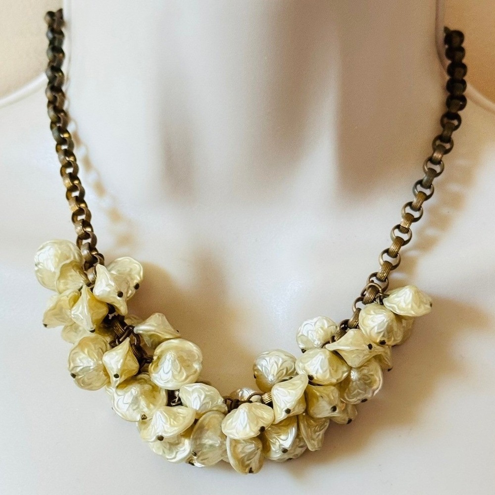VTG Art Deco Pearl‎ Regency Regal necklace Victorian Revival Fringe Book Chain